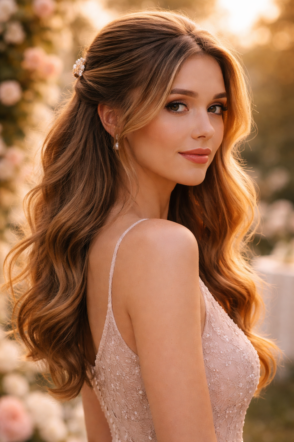 Platz 2 frisur frisuren hochzeit gast einfach Halb offen mit sanften Wellen