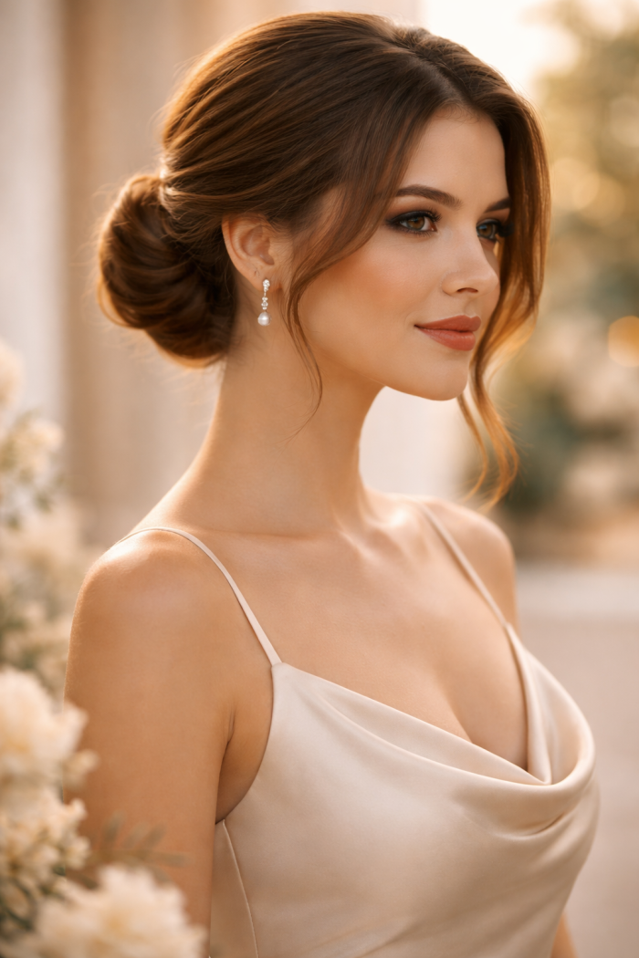 Platz 2 frisur hochzeitsgast mittellang Der elegante Low Bun