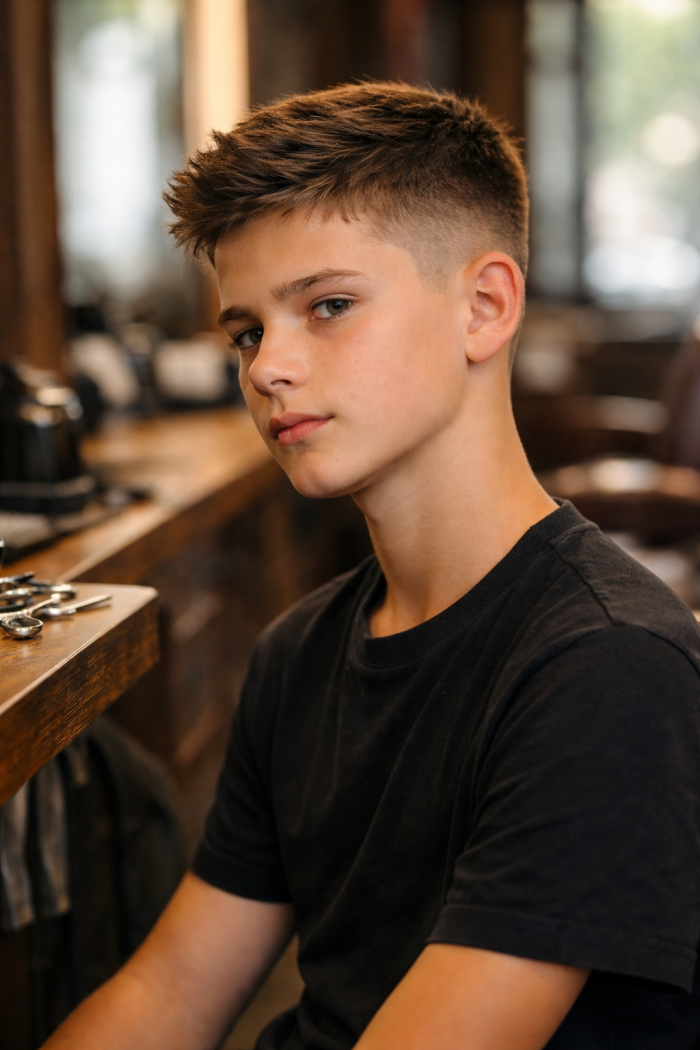 Platz 3 Frisur Junge Kurz mit modernem Crew Cut