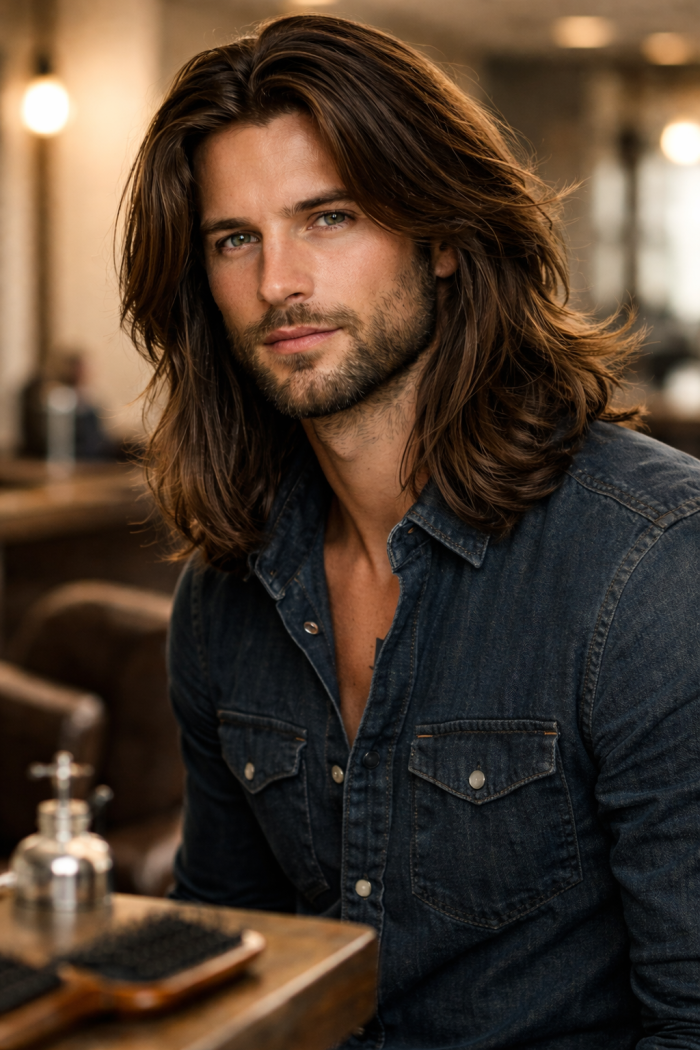 Platz 3 Long Hair Men Style mit strukturiertem Layer Cut