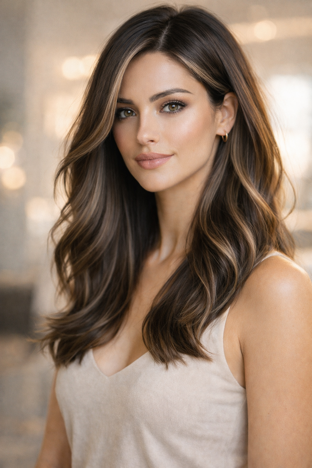 3 Asch braune haare mit Face Framing Strähnen