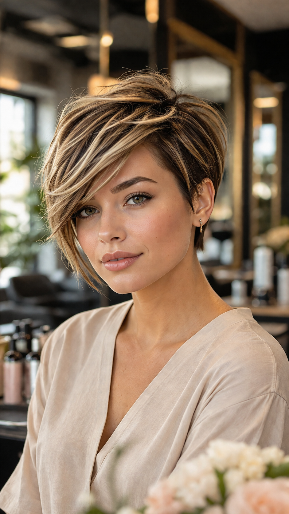 Platz 1 Der gestufte Long Pixie mit Seitenscheitel