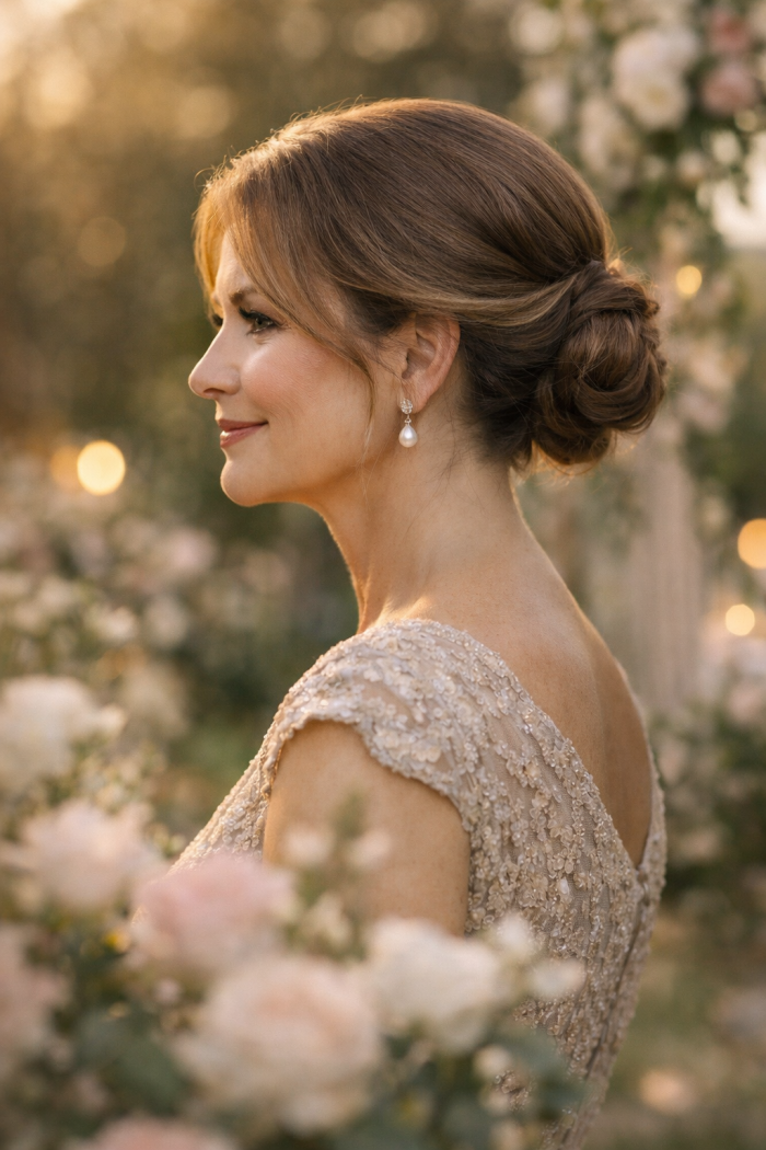 Platz 1 Eleganter Chignon als klassische mutter der braut haare