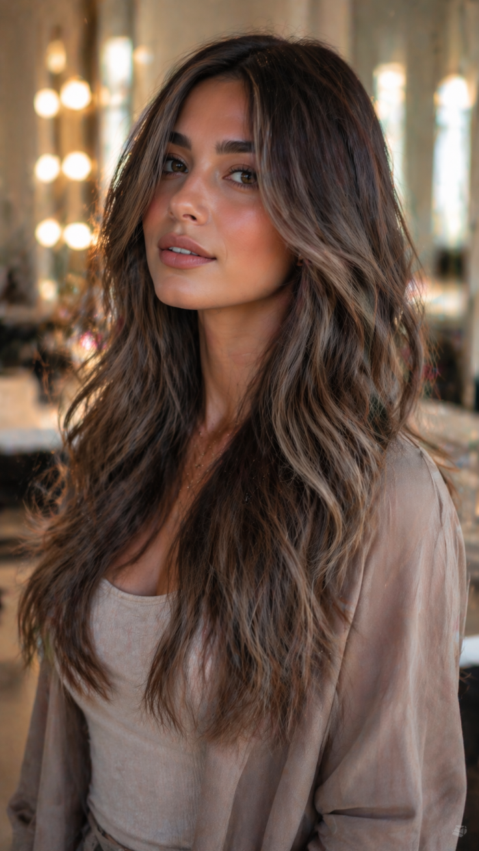 Platz 2 Aschbraune haarfarbe mit Balayage