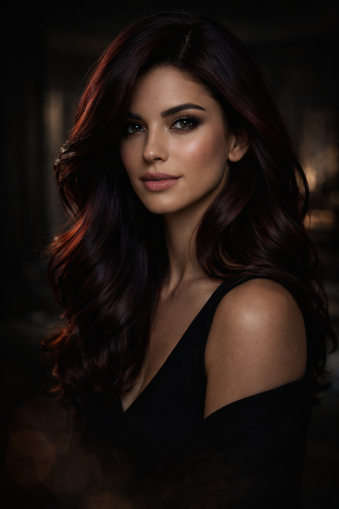 Platz 2 Dunkles Burgunder Haar für einen geheimnisvollen Effekt