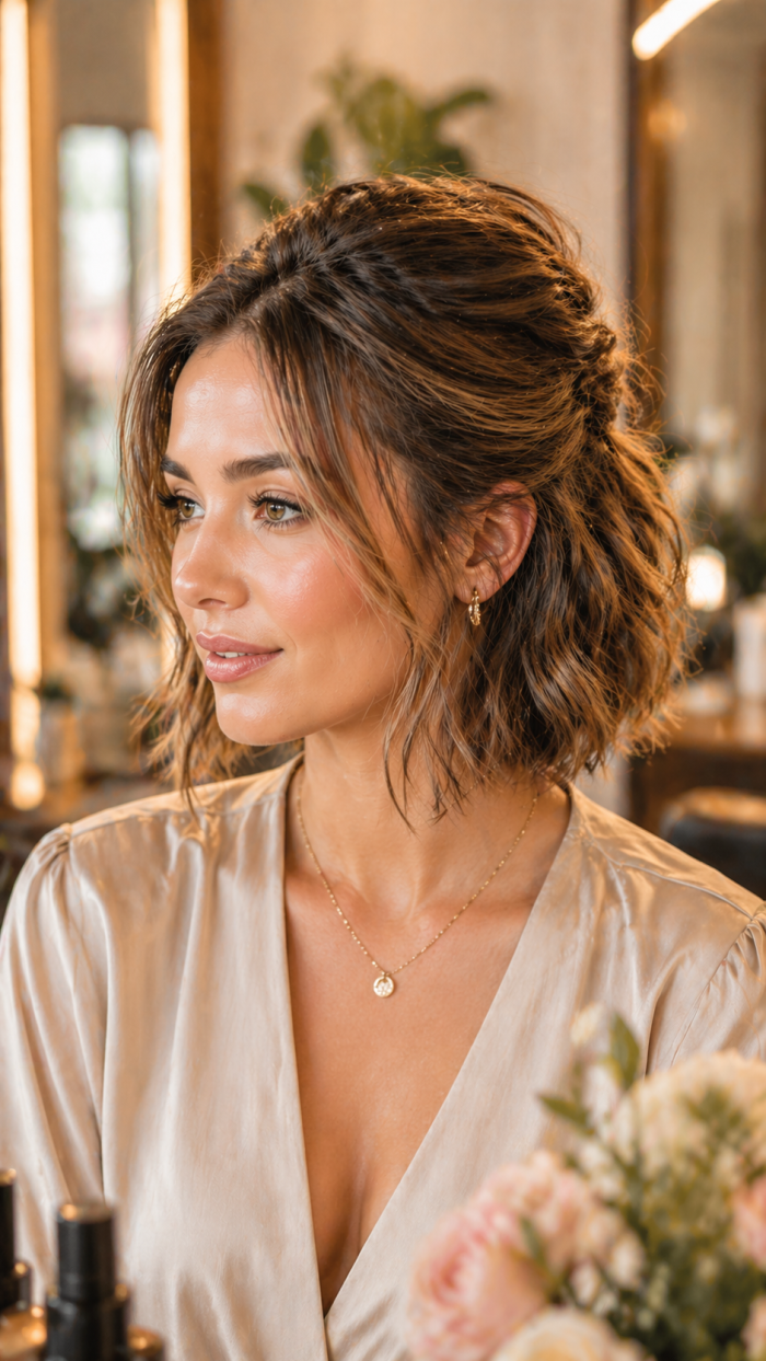 Platz 2 Hochsteckfrisur kurze haare als Half Up Look