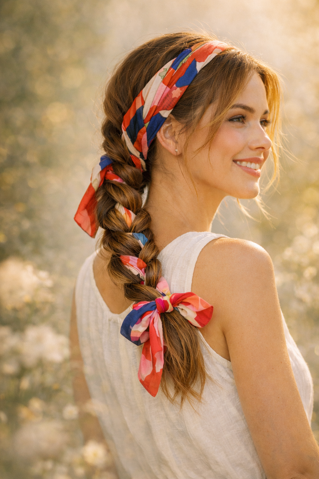 Platz 3 Die verspielte Haartuch Frisur mit Zopf