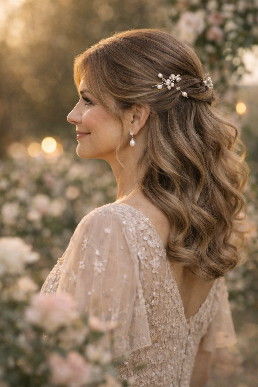 Platz 3 Halboffene mutter der braut haare mit romantischem Twist