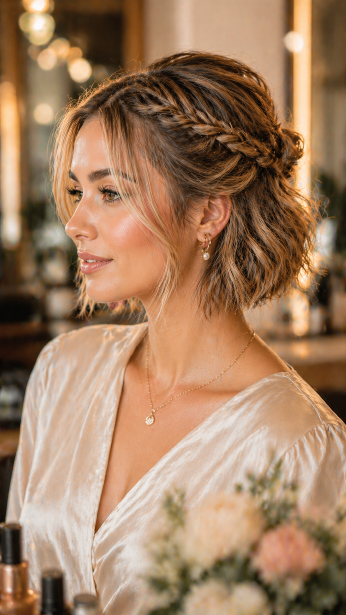 Platz 3 Hochsteckfrisur kurze haare mit Flechtdetails