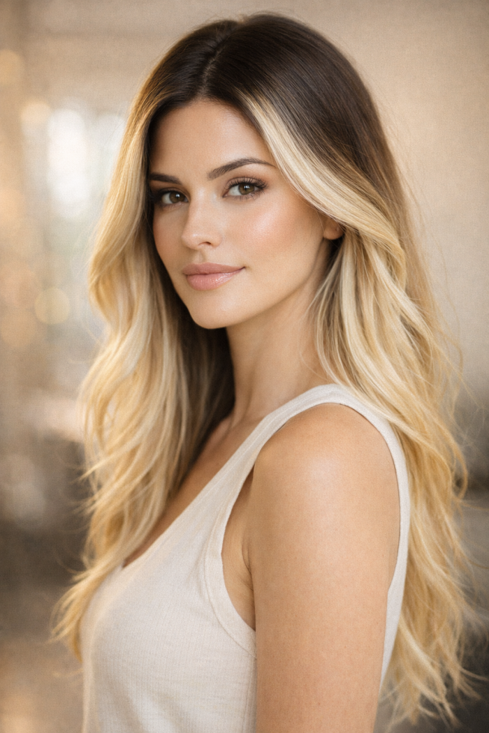 Platz 3 dunkler ansatz blonde haare mit Face Framing Highlights