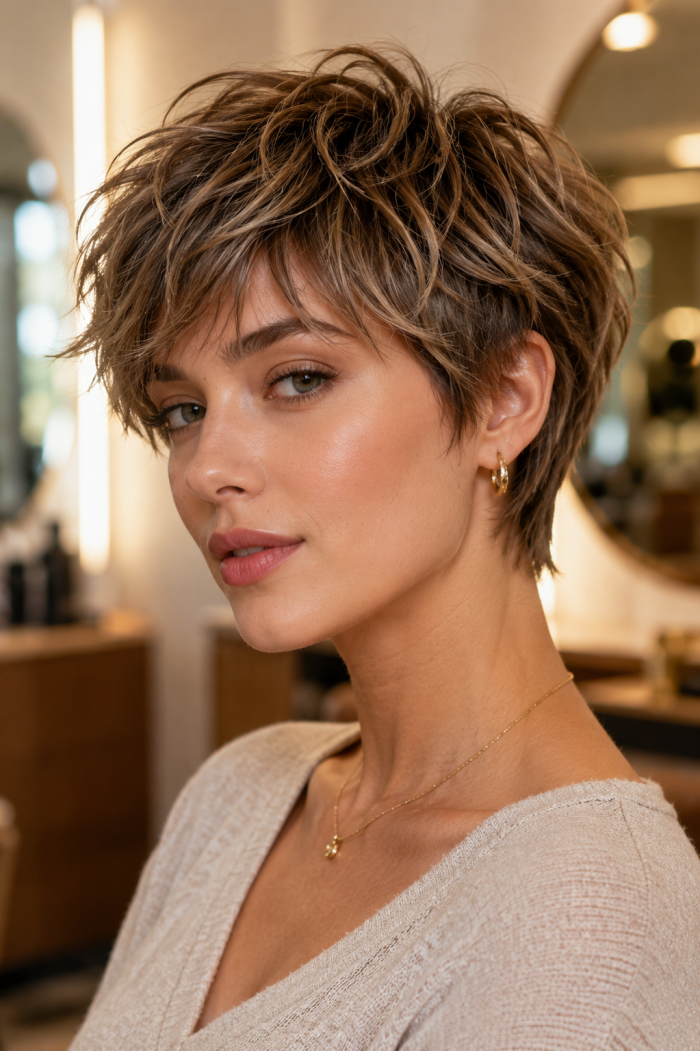 Platz 1 Der fransige Pixie Cut mit softer Struktur