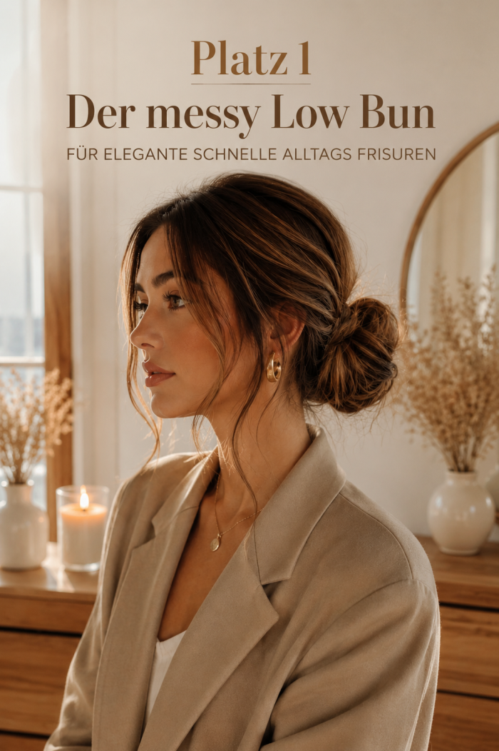 Platz 1 Der messy Low Bun für elegante schnelle alltags frisuren