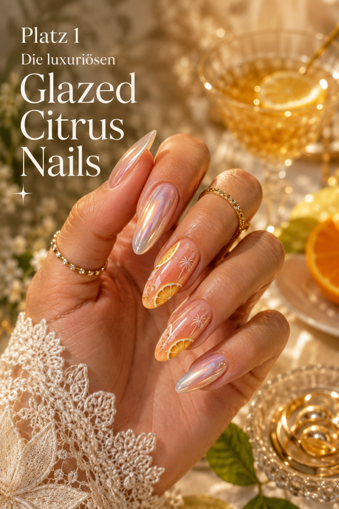 Platz 1 Die luxuriösen Glazed Citrus Nails