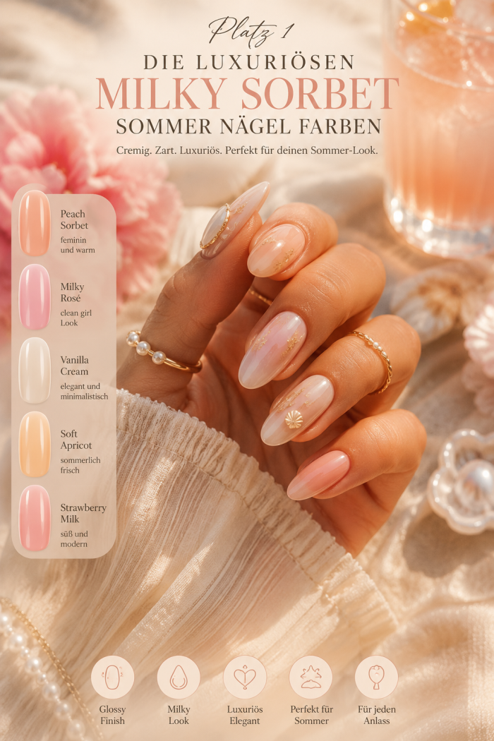 Platz 1 Die luxuriösen Milky Sorbet Sommer Nägel Farben