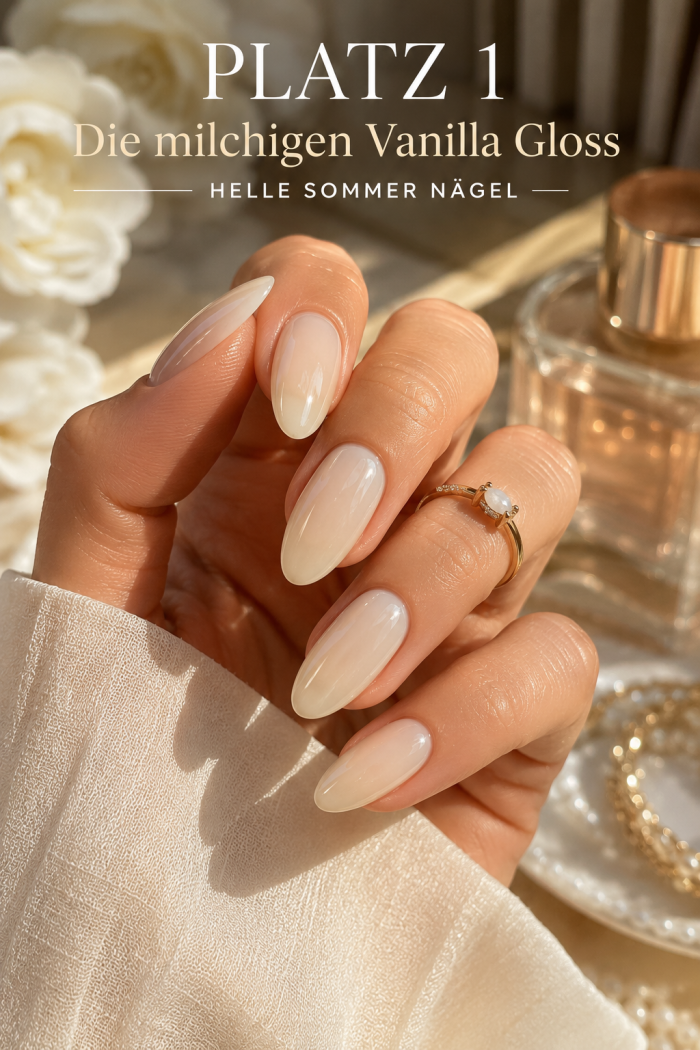 Platz 1 Die milchigen Vanilla Gloss helle sommer nägel