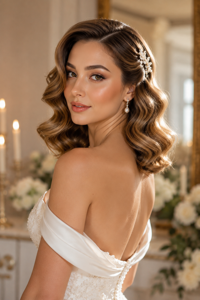 Platz 1 Elegante Hollywood Waves für schulterlange haare hochzeit