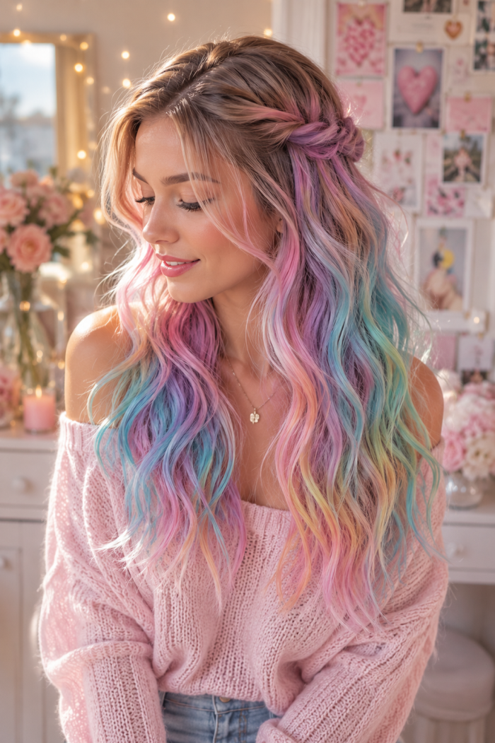 Platz 1 Pastell Rainbow haar kreide für den süßen Pinterest Look