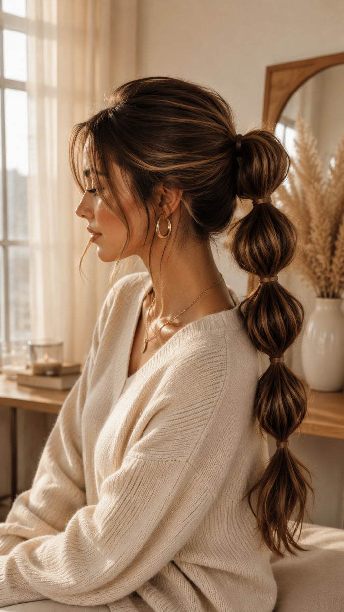 Platz 2 Der Bubble Ponytail als moderne schnelle alltags frisuren Idee