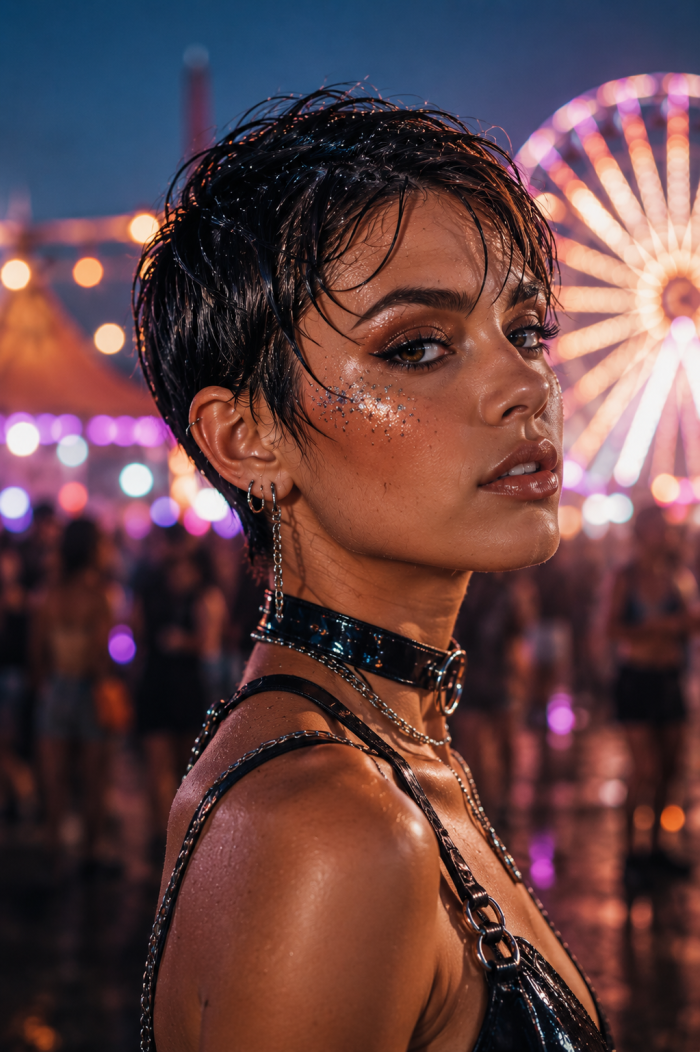 Platz 2 Der edgy Wet Look Pixie für mutige Festival Girls