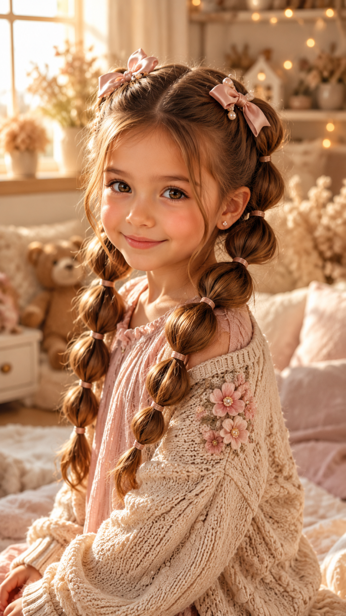 Platz 2 Die moderne Bubble Braids kinder frisur mädchen Idee