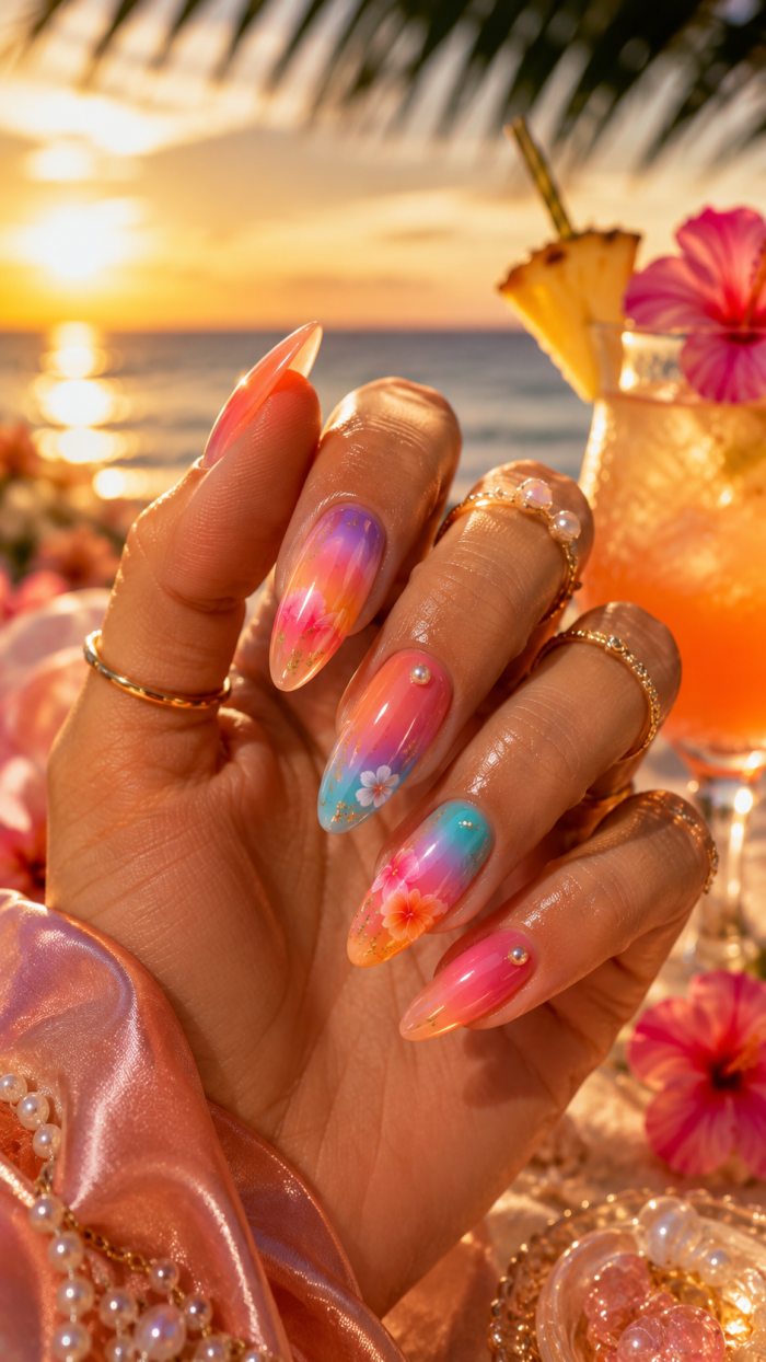 Platz 2 Die verspielten Tropical Aura Nails