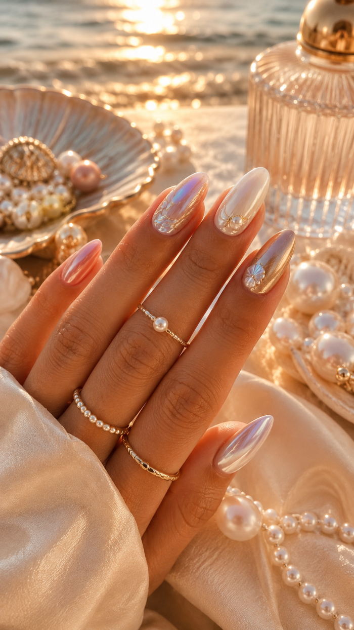 Platz 3 Die eleganten Pearl Chrome Sommer Nägel Farben