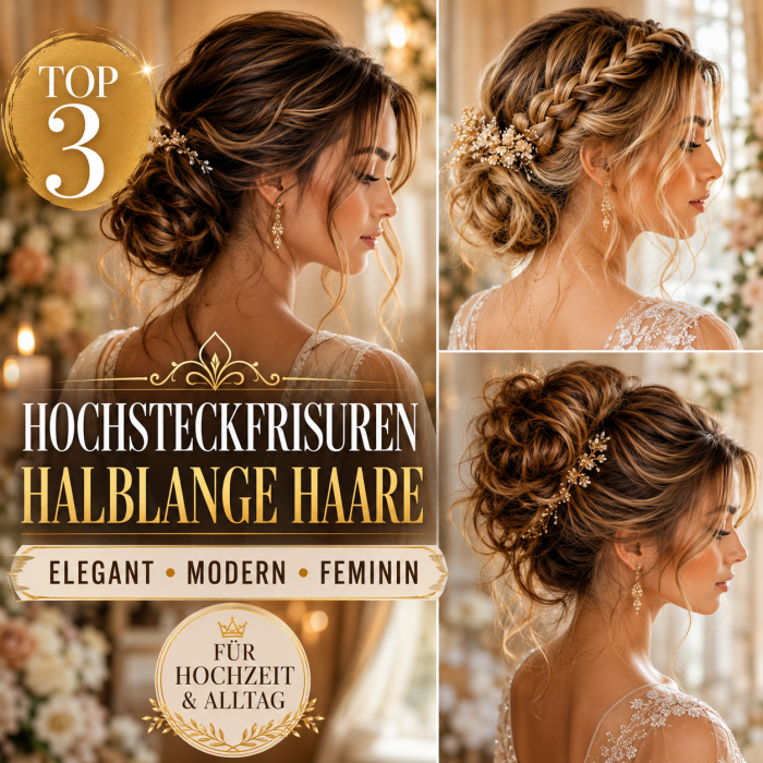 Die 3 Schönsten Hochsteckfrisuren Halblange Haare Die Sofort Eleganter Wirken Lassen