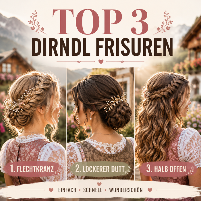 Die 3 schönsten einfache Dirndl Frisuren die jedes Oktoberfest Outfit sofort aufwerten