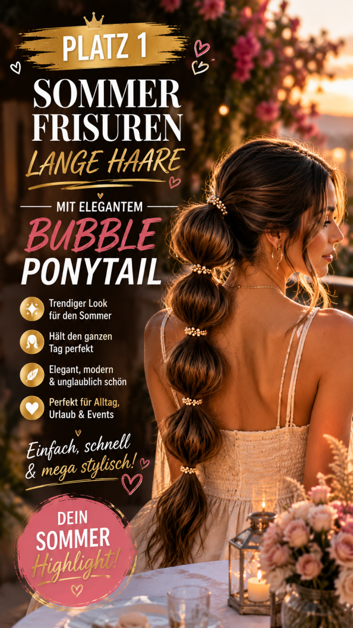 Platz 1 Sommer Frisuren Lange Haare Mit Elegantem Bubble Ponytail