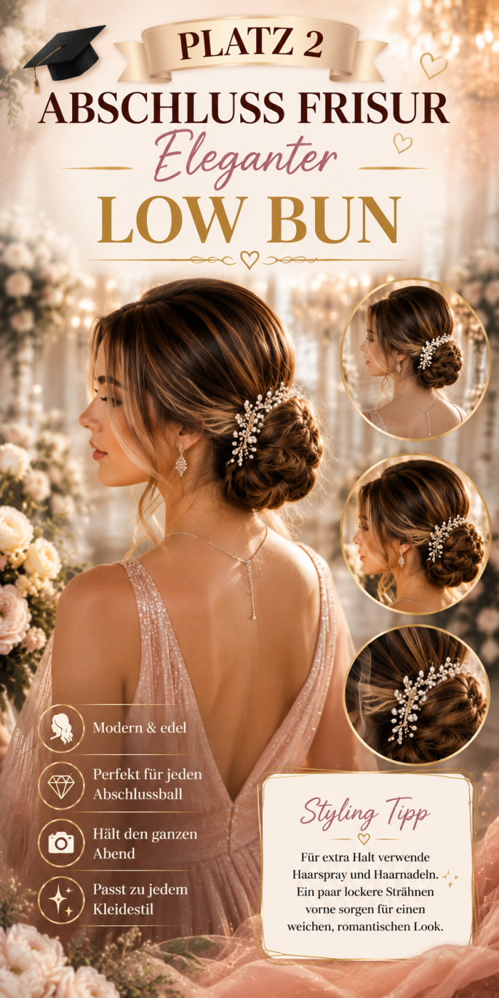 Platz 2 Abschluss Frisur Eleganter Low Bun