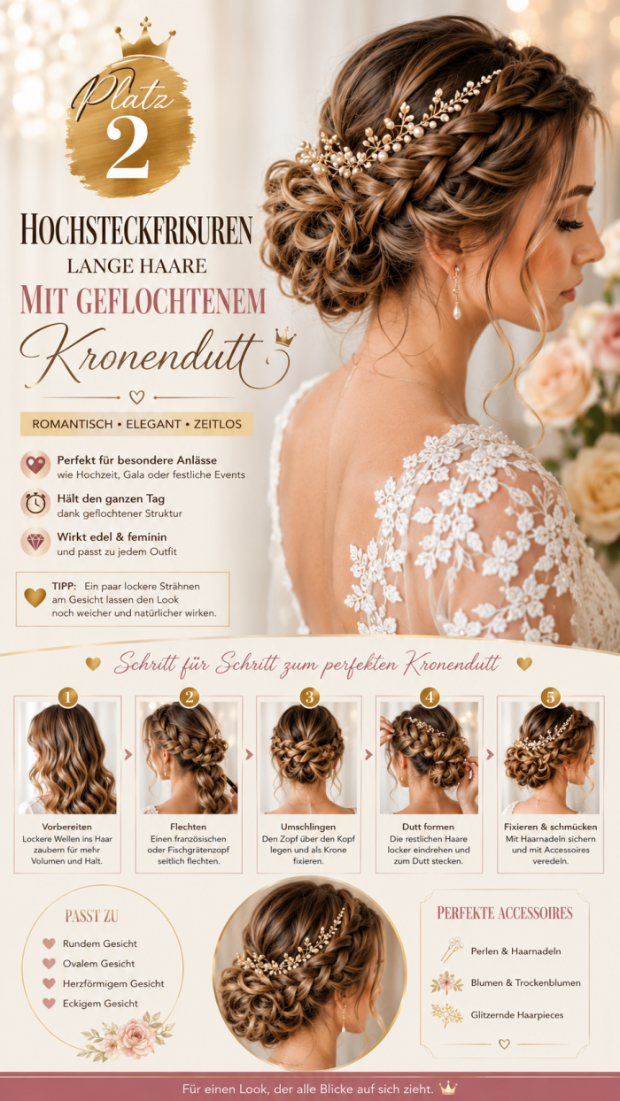 Platz 2 Hochsteckfrisuren Lange Haare Mit Geflochtenem Kronendutt 👑
