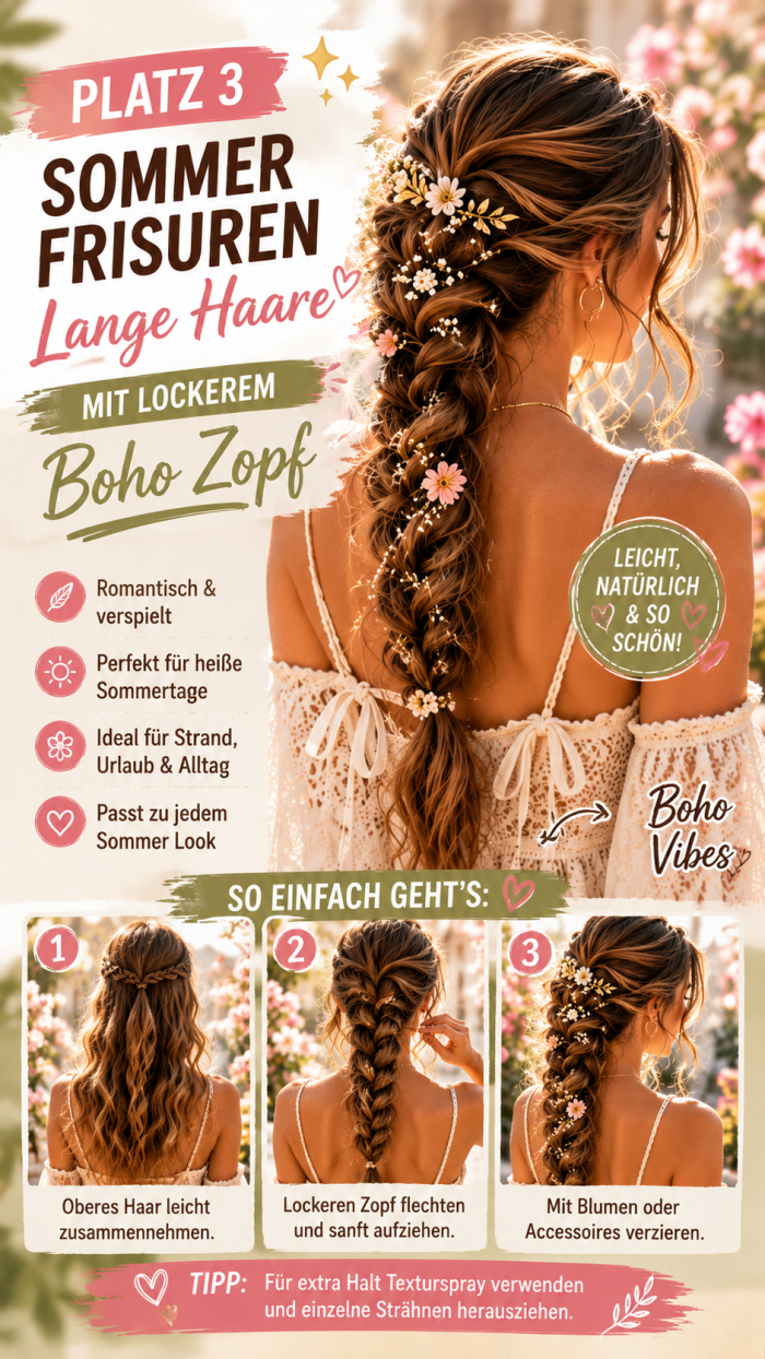 Platz 3 Sommer Frisuren Lange Haare Mit Lockerem Boho Zopf