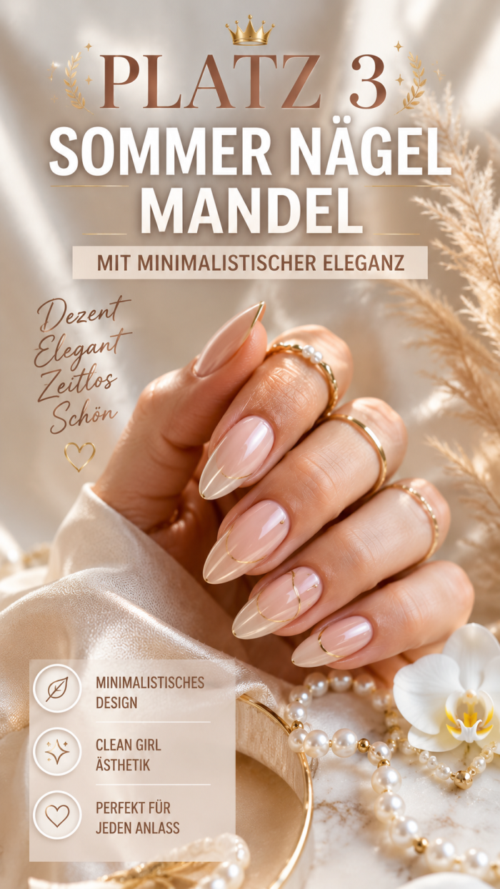 Platz 3 Sommer Nägel Mandel mit minimalistischer Eleganz