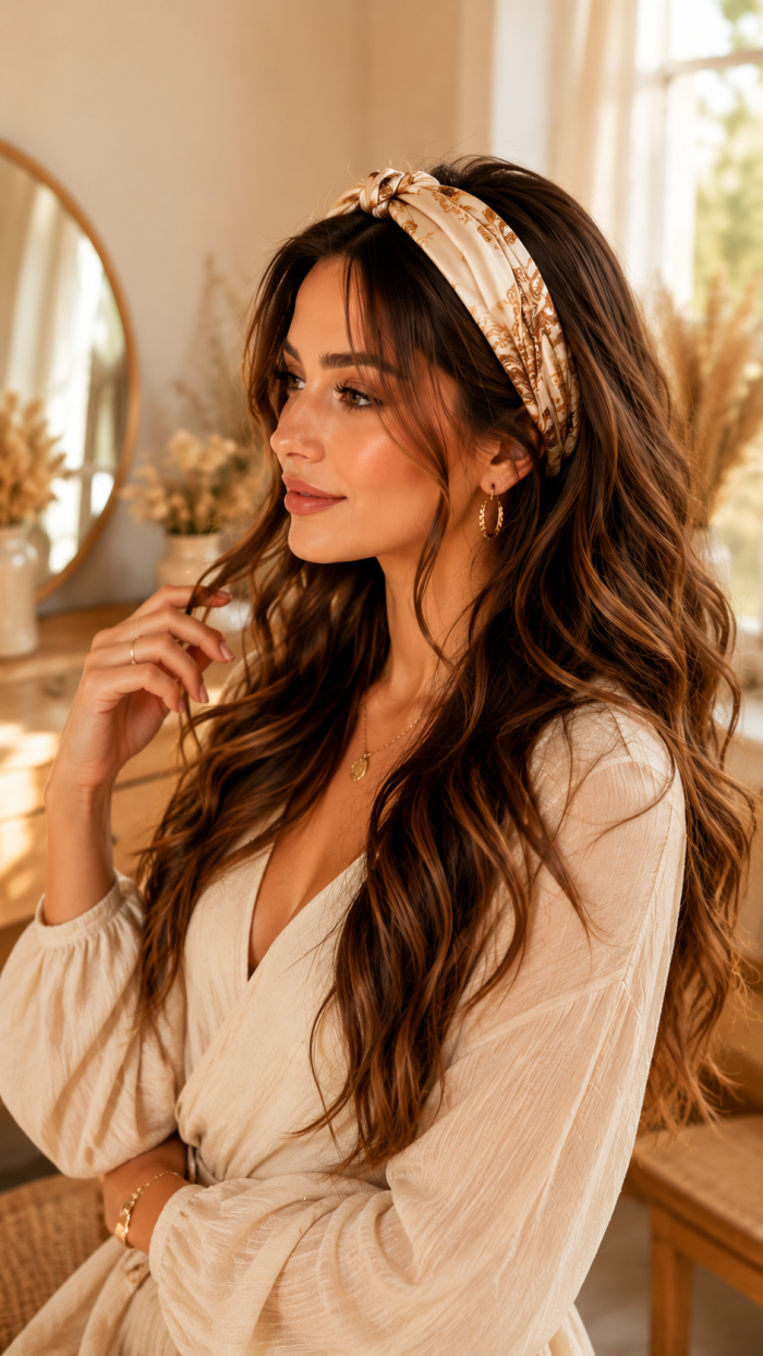 🥇 Platz 1 Der klassische Haarband Look mit Tuch