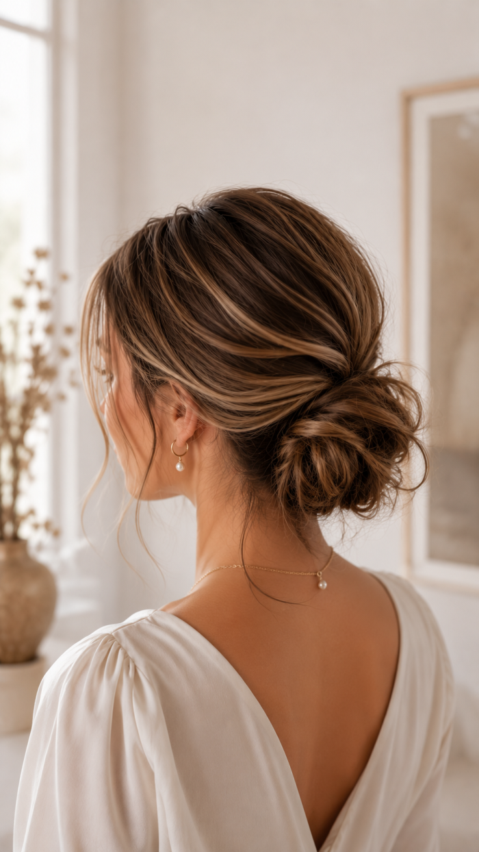 🥇 Platz 1 Der lockere strukturierte Low Bun als beste einfache hochsteckfrisuren mittellang