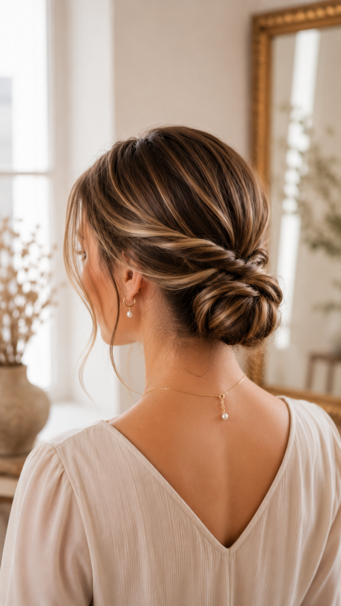 🥈 Platz 2 Der elegante Twisted Chignon für moderne einfache hochsteckfrisuren mittellang