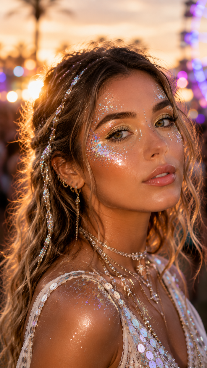🥇 Platz 1 Elegantes holografisches Festival Glitzer Gesicht
