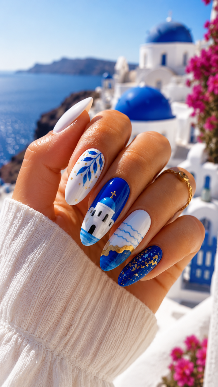 🥇 Platz 1 Griechenland Nägel im Santorini Stil