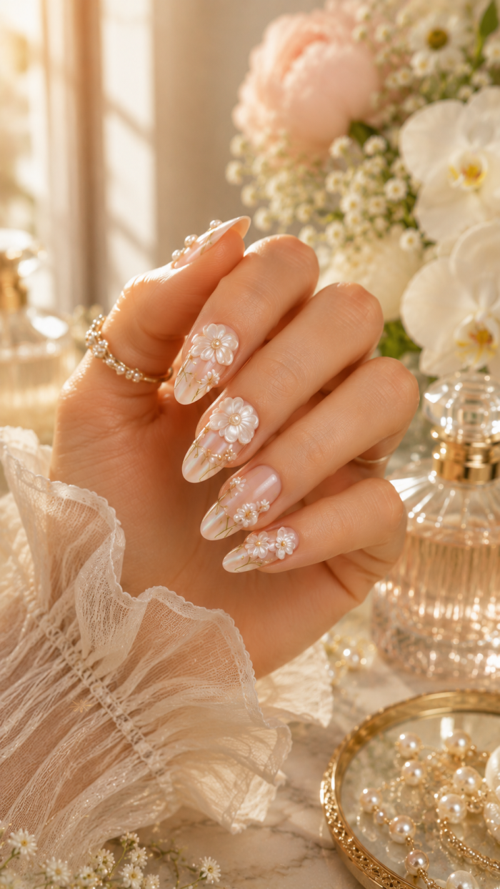 🥉 Platz 3 3D Blumennägel mit luxuriösen Details ✨
