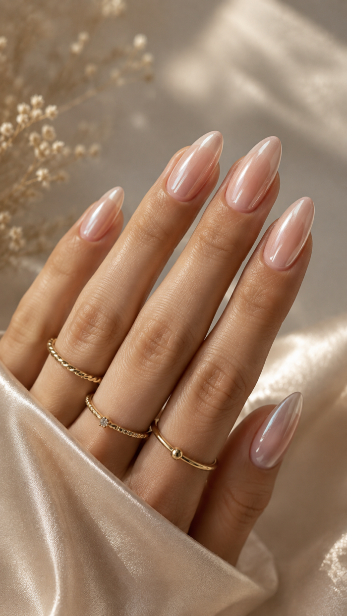 🥇 Platz 1 Silk Glow Nägel Inspiration Almond für leisen Luxus