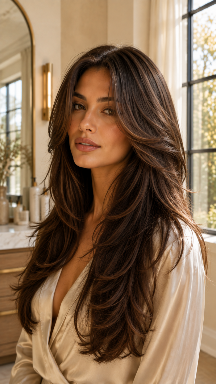 🥈 Platz 2 Soft Face Framing Long Layers Haircut für einen eleganten Rahmen