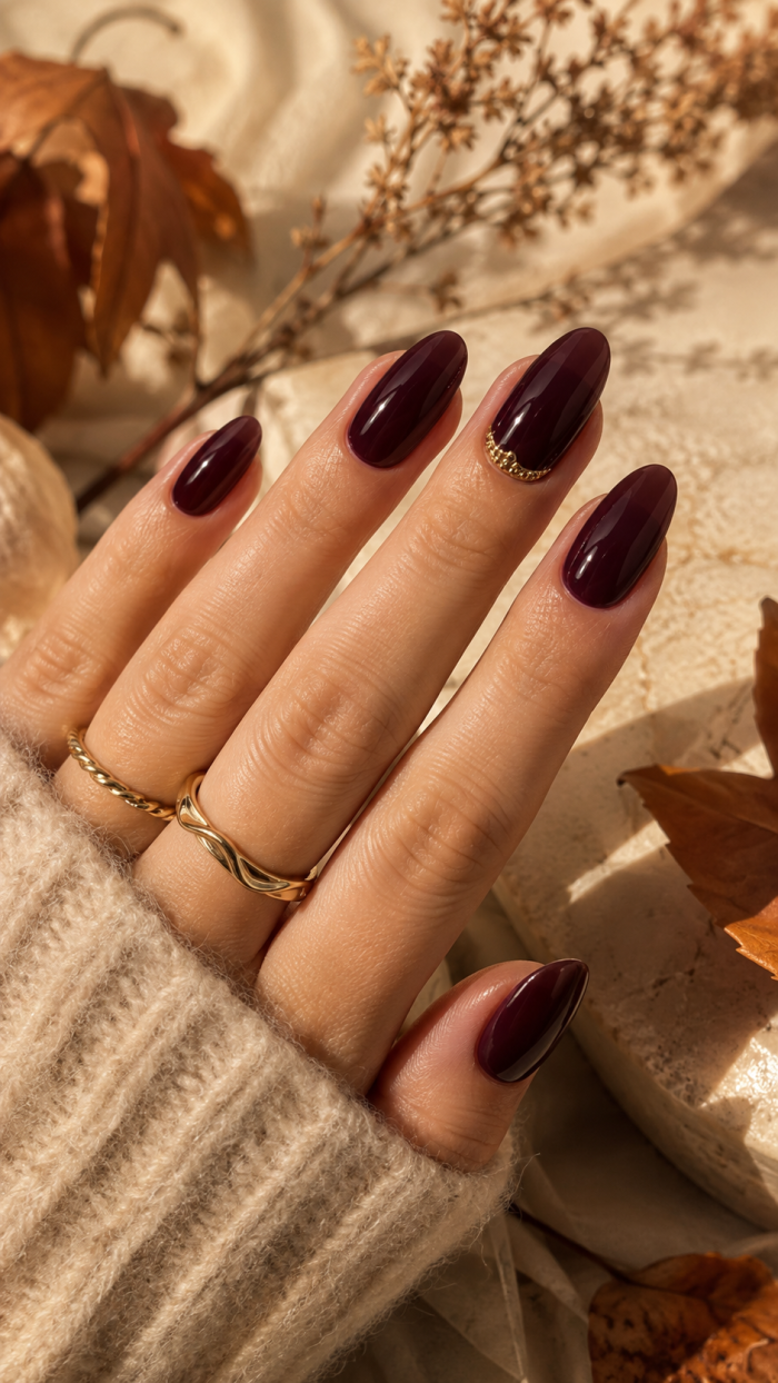 🥉 Platz 3 Tapered Oval als raffinierte Nageldesign Herbst Form