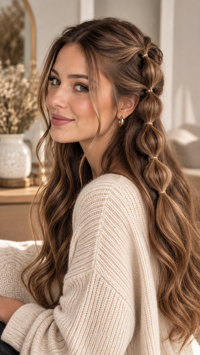 🥉 Platz 3 Bubble Twist mit Mini Haargummis für einen besonderen Alltagslook