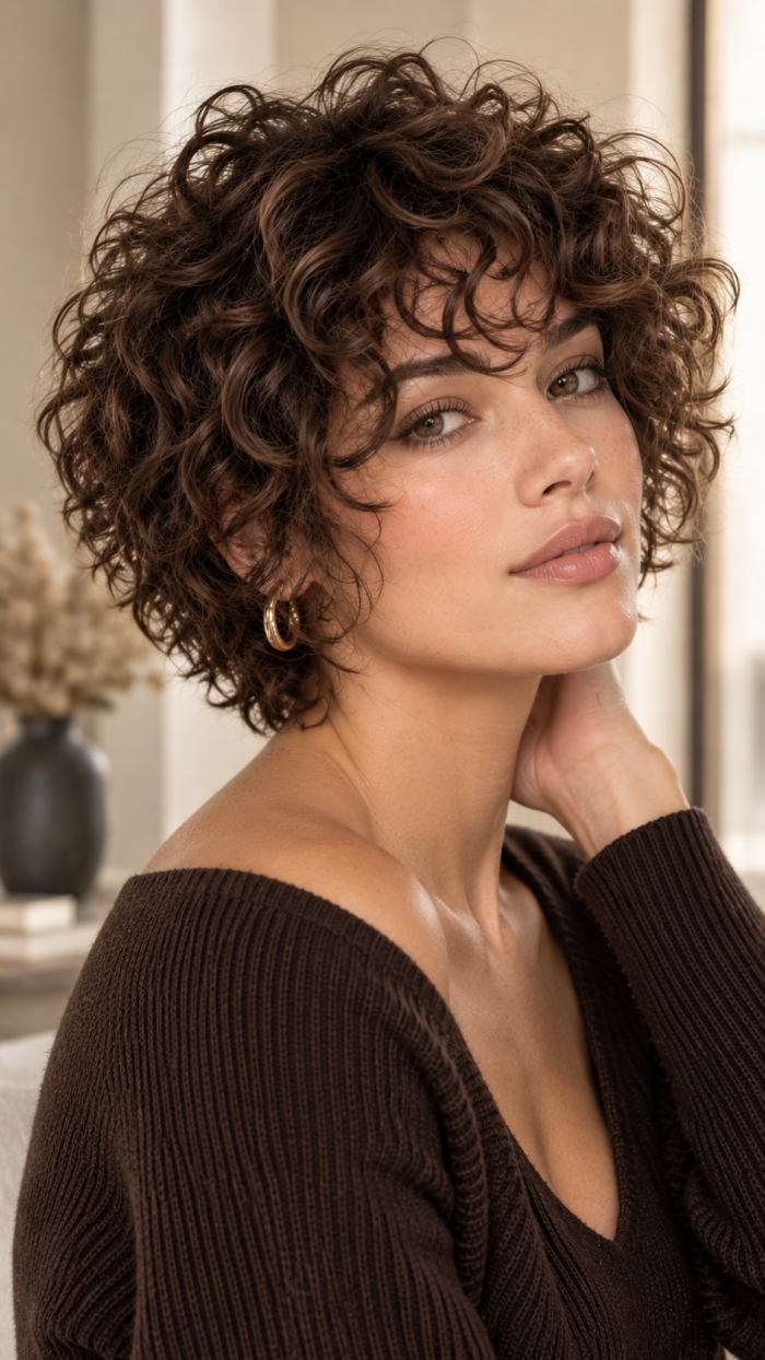 🥉 Platz 3 Curly Crop Shag mit runder Silhouette