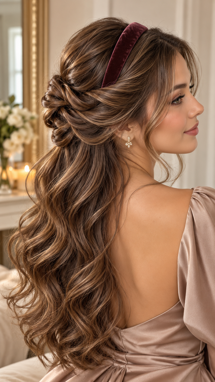 🥉 Platz 3 Haarreif Frisuren mit gefaltetem Half Up Fächer