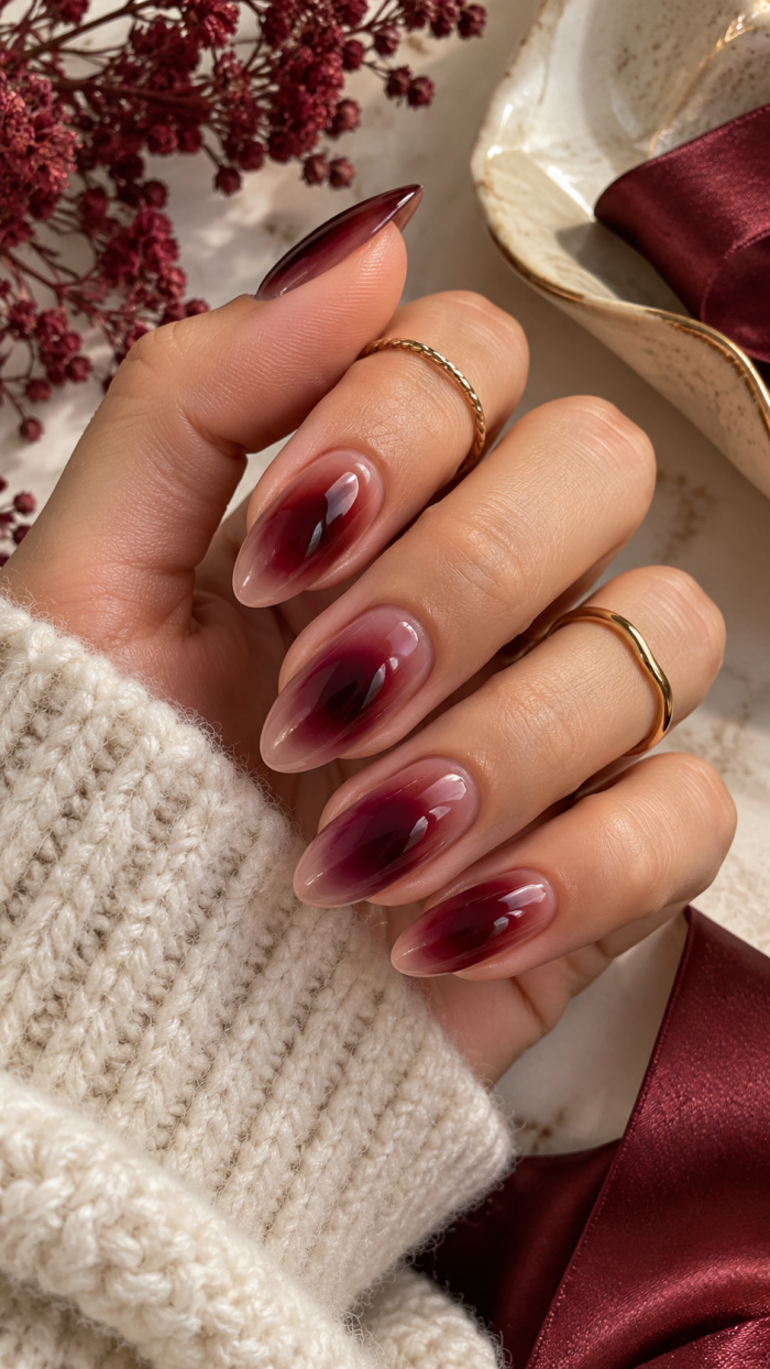 🥇 Platz 1 Burgunder Nägel mit Smoked Burgundy Aura