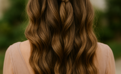 👑 Halboffene Frisur Hochzeit Gast mit Flechtelementen für lange Haare