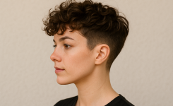🔹 Pixie Cut mit Locken und Undercut