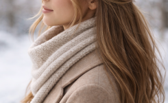 9 Winter Frisuren ohne Hitze Der Schal Look mit offenen Haaren