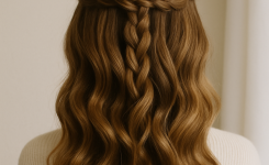 Halb offene Frisur geflochten mit Locken Halb offene Frisur geflochten mit Locken